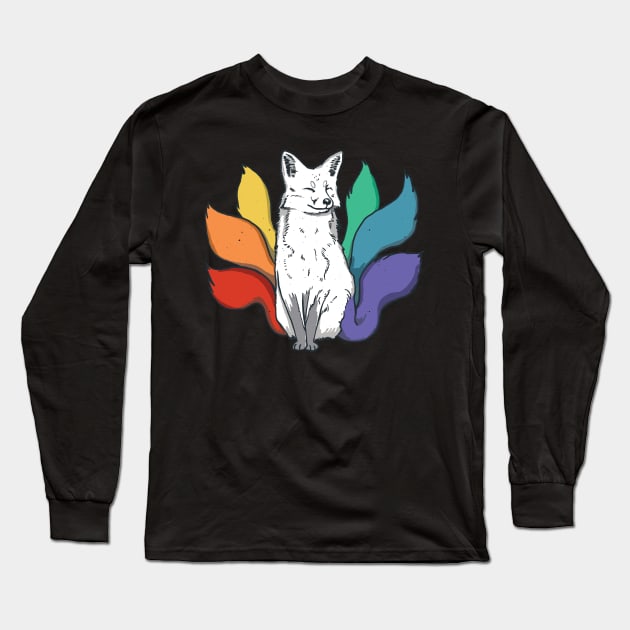 Rainbow LGBT Kitsune Long Sleeve T-Shirt by Eclecterie